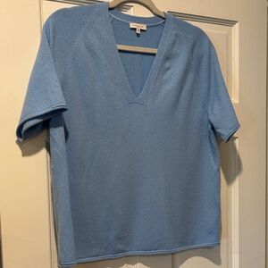 Lafayette 148 New York Cashmere Sky Blue V-Neck Sweater